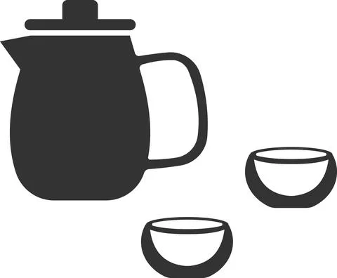 Vector icon of a carafe with two glasses for drinks. Stock Illustration