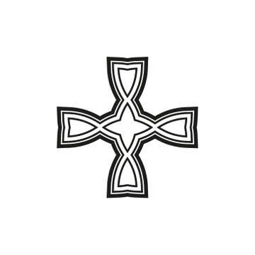 Vector icon: Celtic knot, triquetra cross or Trinity symbol with heart shape. Stock Illustration