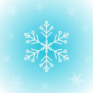 Vector icon of Christmas white snowflake in flat style on winter background. Stock Illustration