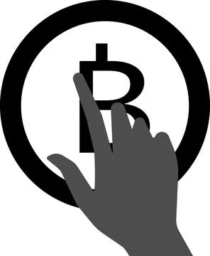 Vector icon of clicking the Bitcoin button. Stock Illustration