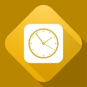 Vector icon of Clock with a long shadow Stock Illustration