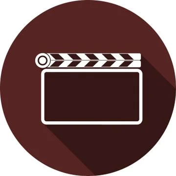 Vector. The icon of the closed flapper for the film at the round maroon Stock Illustration