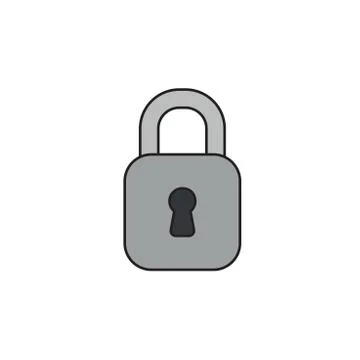 Vector icon of closed, locked padlock. Black outlines and colored. Stock Illustration