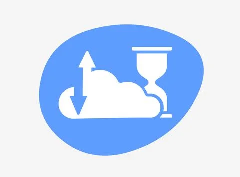 Vector icon of cloud storage with up and down arrows and hourglass, emphasizing Stock Illustration