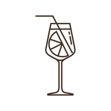 Vector icon of cocktail glass with straw. Cocktail glass isolated on white Stock Illustration