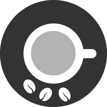 Vector icon of a coffee cup with coffee beans. Top view. Stock Illustration