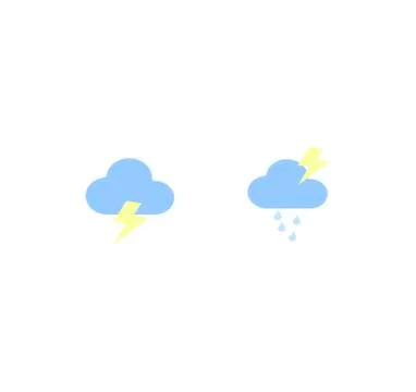 Vector icon collection - clouds, thunder and rain close-up isolated Stock Illustration