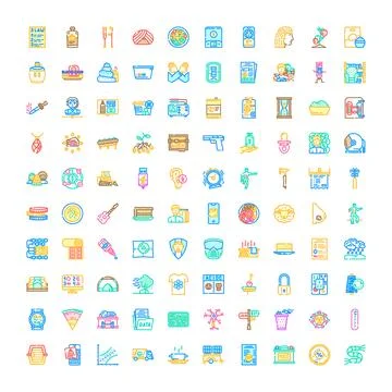 Vector icon collection illustrating various abstract and essential concepts Stockillustratie