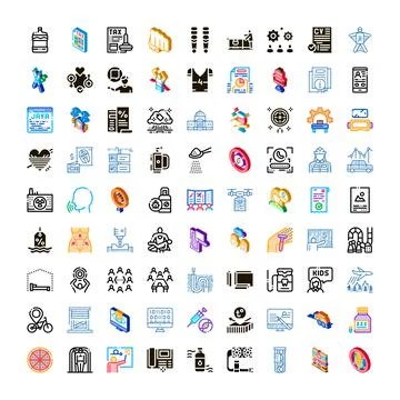 Vector icon collection representing business, technology and health Ilustración de archivo