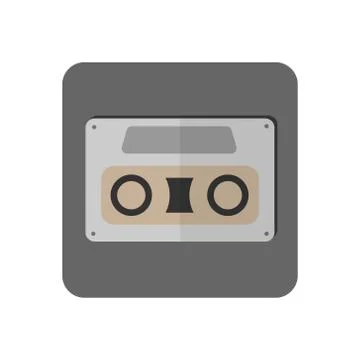 Vector icon for a compact audio cassette. Simple design isolated on a white b Illustrazione stock
