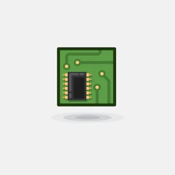 Vector icon computer chip, electronic board, computer board is flat Illustrazione stock
