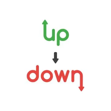 Vector icon concept of up and down words with arrows moving up and down Stock Illustration
