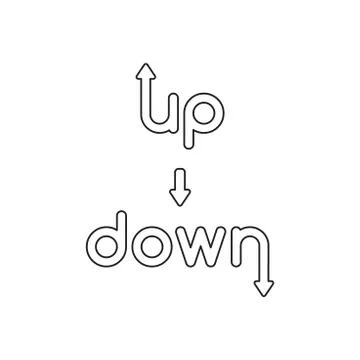 Vector icon concept of up and down words with arrows moving up, down. Stock Illustration