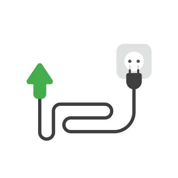 Vector icon concept of arrow with cable, plug and outlet Stockillustratie