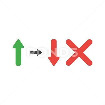 Vector icon concept of arrow moving up and down with x mark Stock Illustration
