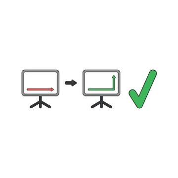 Vector icon concept of arrow moving down and up on sales chart with check mar イラスト素材