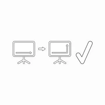 Vector icon concept of arrow moving down and up on sales chart with check mar イラスト素材