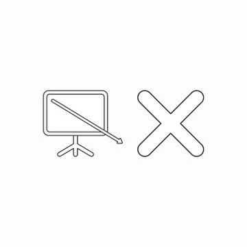 Vector icon concept of arrow moving down and going out of sales chart with x  Illustrazione stock