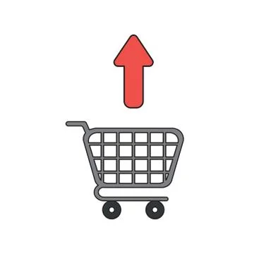 Vector icon concept of arrow moving up shopping cart. Stock-Illustration