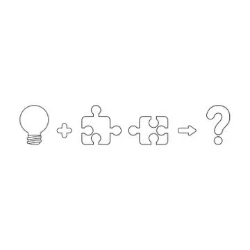 Vector icon concept of bad idea light bulb plus incompatible puzzle pieces wi Stock Illustration