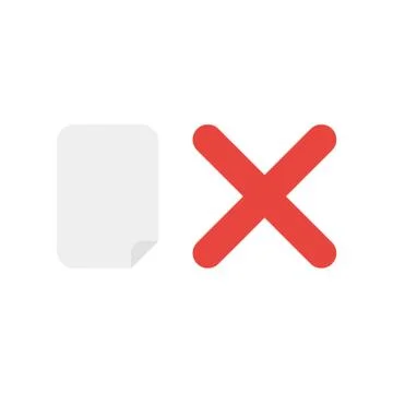 Vector icon concept of blank paper with x mark 스톡 일러스트