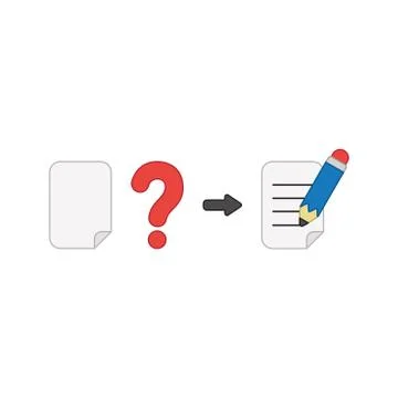 Vector icon concept of blank paper with question mark and writing on paper wi Stock Illustration