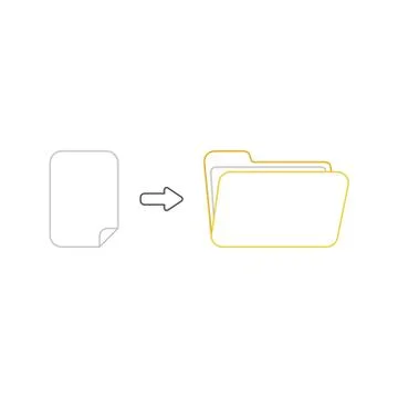 Vector icon concept of blank paper into open folder. Stock Illustration