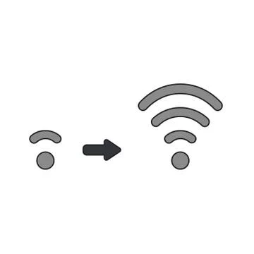 Vector icon concept of boost wifi signal low to high. Illustrazione stock