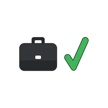 Vector icon concept of briefcase with check mark. 스톡 일러스트