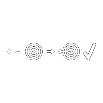 Vector icon concept of bulls eye and dart with check mark. Illustrazione stock