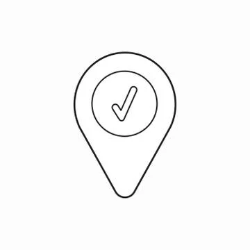 Vector icon concept of check mark inside map pointer. Stock Illustration