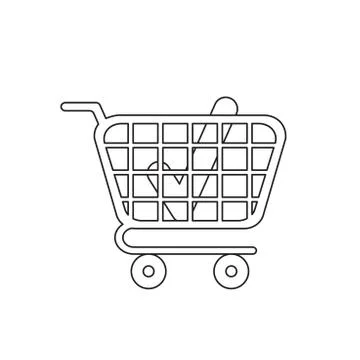 Vector icon concept of check mark inside shopping cart. Stock Illustration