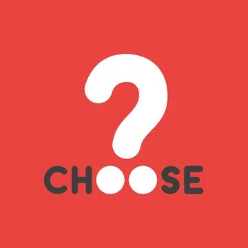 Vector icon concept of choose word with question mark on red background Stock Illustration