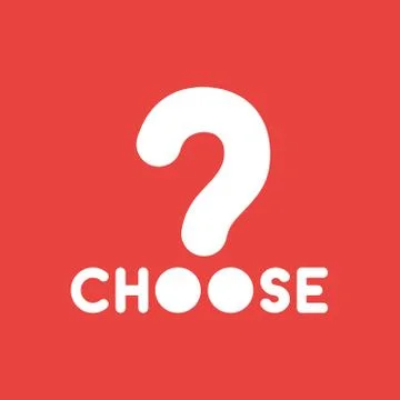 Vector icon concept of choose word with question mark on red background Ilustração Stock