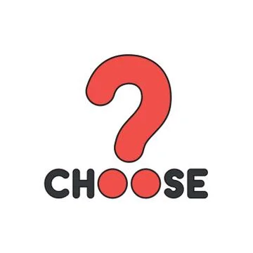 Vector icon concept of choose word with big question mark. Stock Illustration