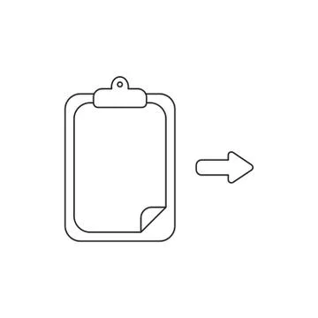 Vector icon concept of clipboard and paper with arrow. Illustrazione stock