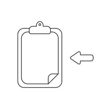 Vector icon concept of clipboard with paper and arrow. Stock Illustration