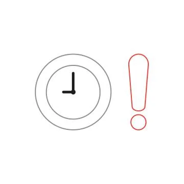 Vector icon concept of clock with exclamation mark. Stock Illustration