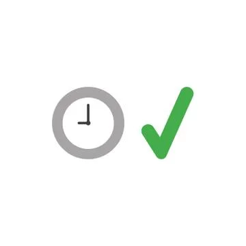 Vector icon concept of clock time with check mark Illustrazione stock