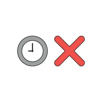 Vector icon concept of clock time with x mark. Stock Illustration