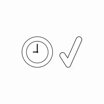 Vector icon concept of clock time with check mark. Stock Illustration
