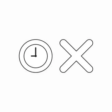 Vector icon concept of clock time with x mark. Stock Illustration