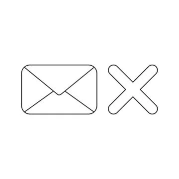 Vector icon concept of closed envelope with x mark. Stock Illustration