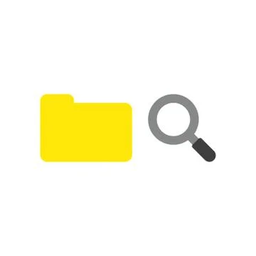 Vector icon concept of closed file folder with magnifying glass Stock Illustration