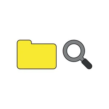 Vector icon concept of closed file folder with magnifying glass. 스톡 일러스트