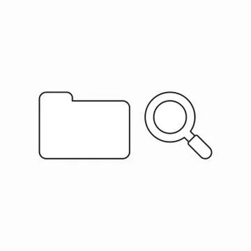 Vector icon concept of closed file folder with magnifying glass. Stock Illustration