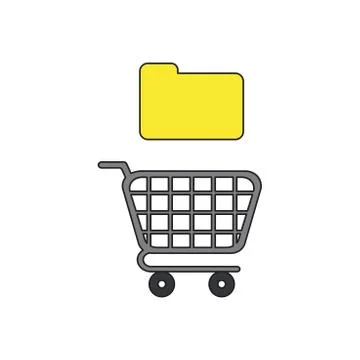 Vector icon concept of closed folder over shopping cart. Stock Illustration