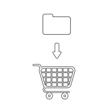 Vector icon concept of closed folder into shopping cart. Stock Illustration