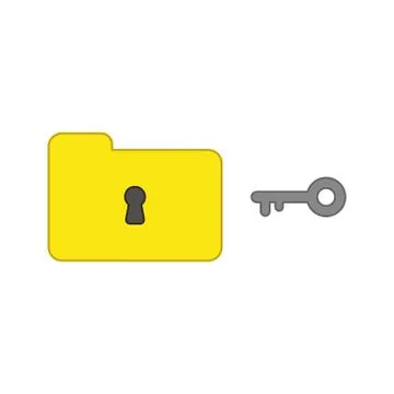 Vector icon concept of closed folder and keyhole with key. 스톡 일러스트