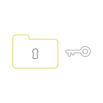 Vector icon concept of closed folder and keyhole with key. Stock Illustration